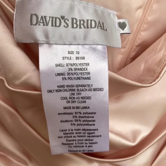 Davids Bridal Womens 10 Blush Pink One Shoulder Satin Formal Dress Bride's Maid - Picture 5 of 8